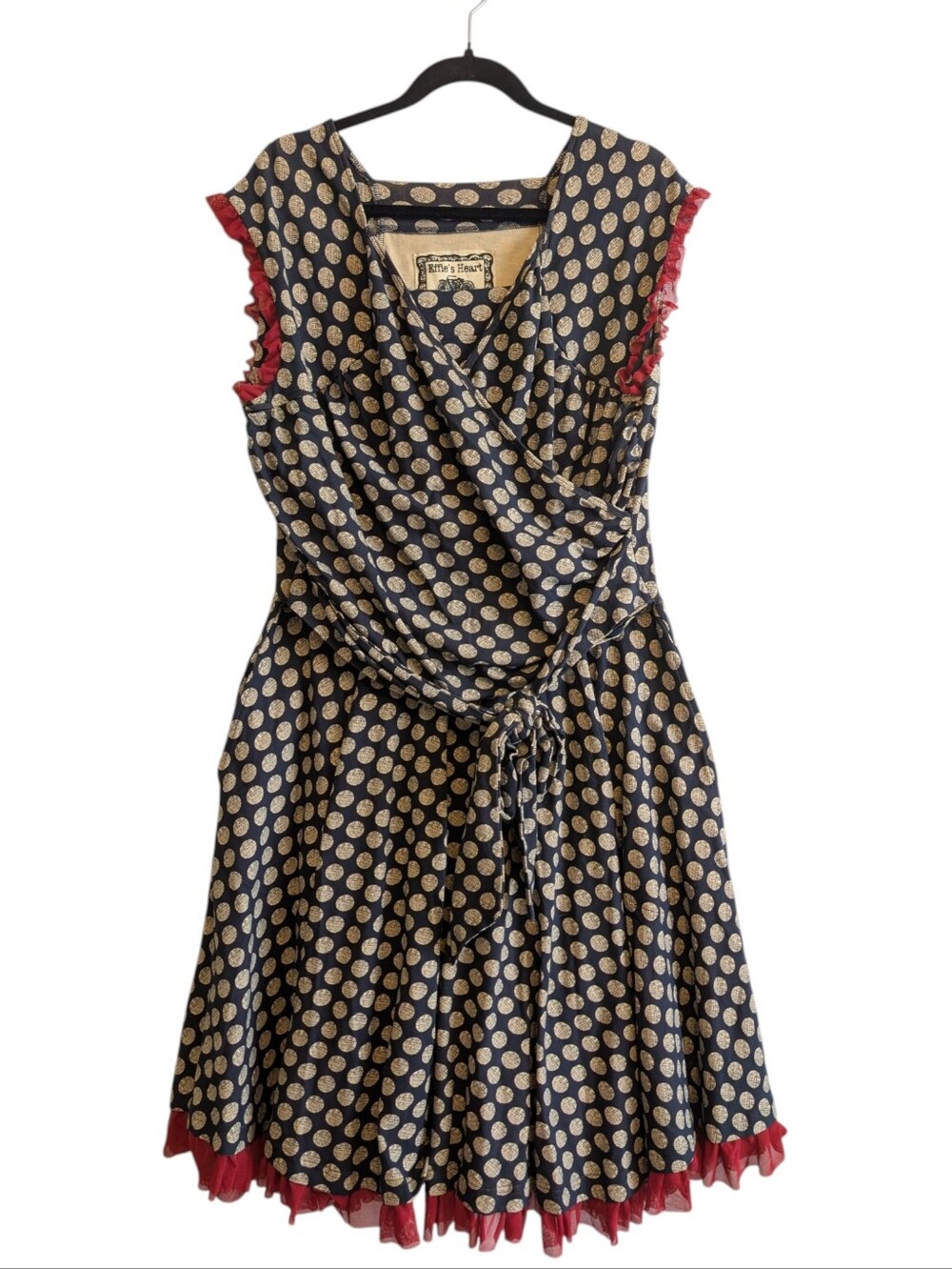 Effie's Heart Elizabeth Blue Midi Dress Polka Dot Retro Swing Pockets 3XL